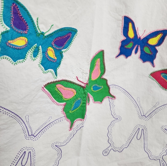 Kenzo Colorful Stitched Butterfly Girls Dress In White Size 6A - Picture 6 of 8